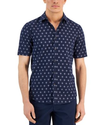 Alfani - Men's Mecca Classic-Fit Textured Medallion-Print Button-Down Shirt