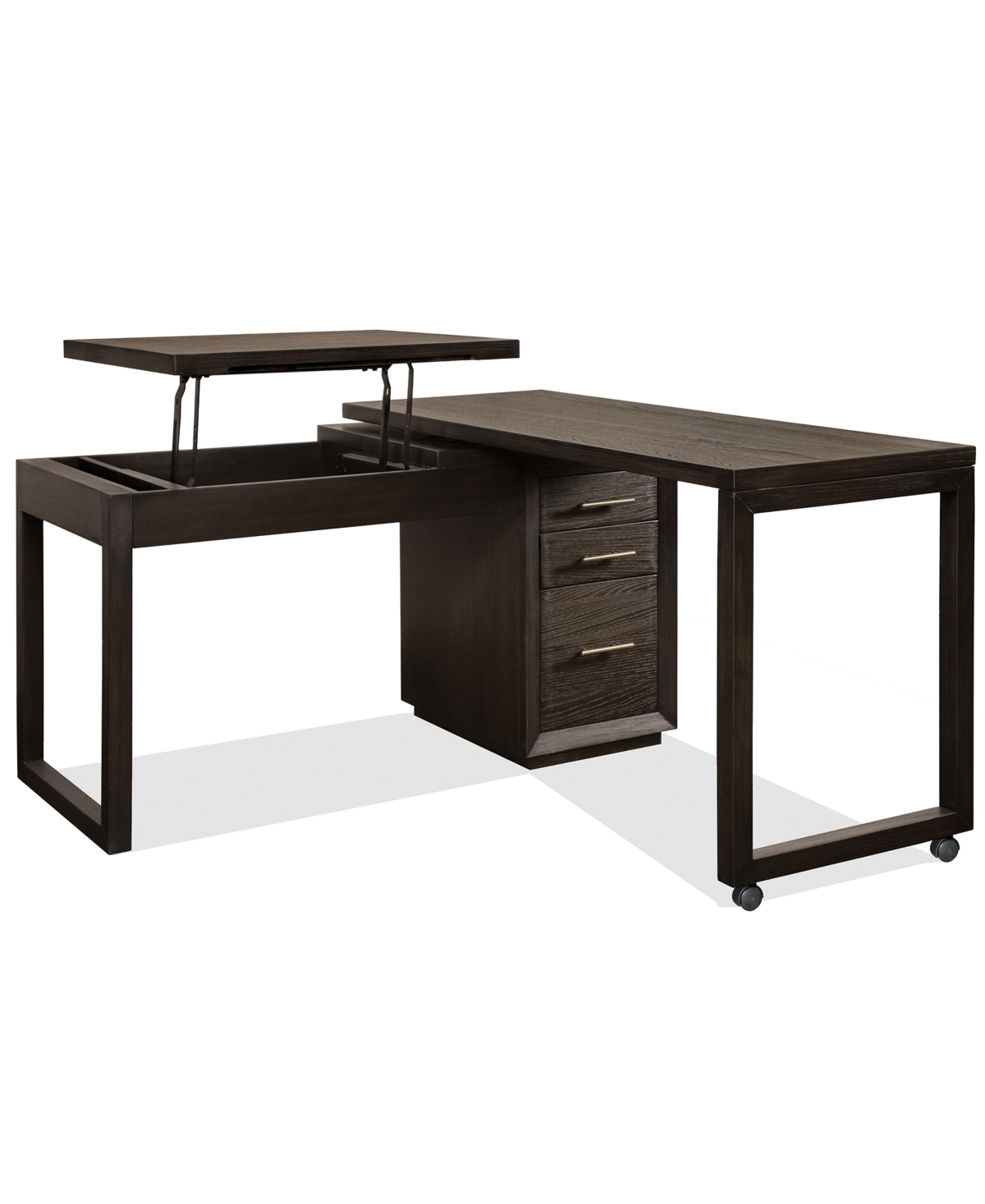 Furniture Prelude 56" Wood Swivel Lift Top L-shaped Desk In Umber