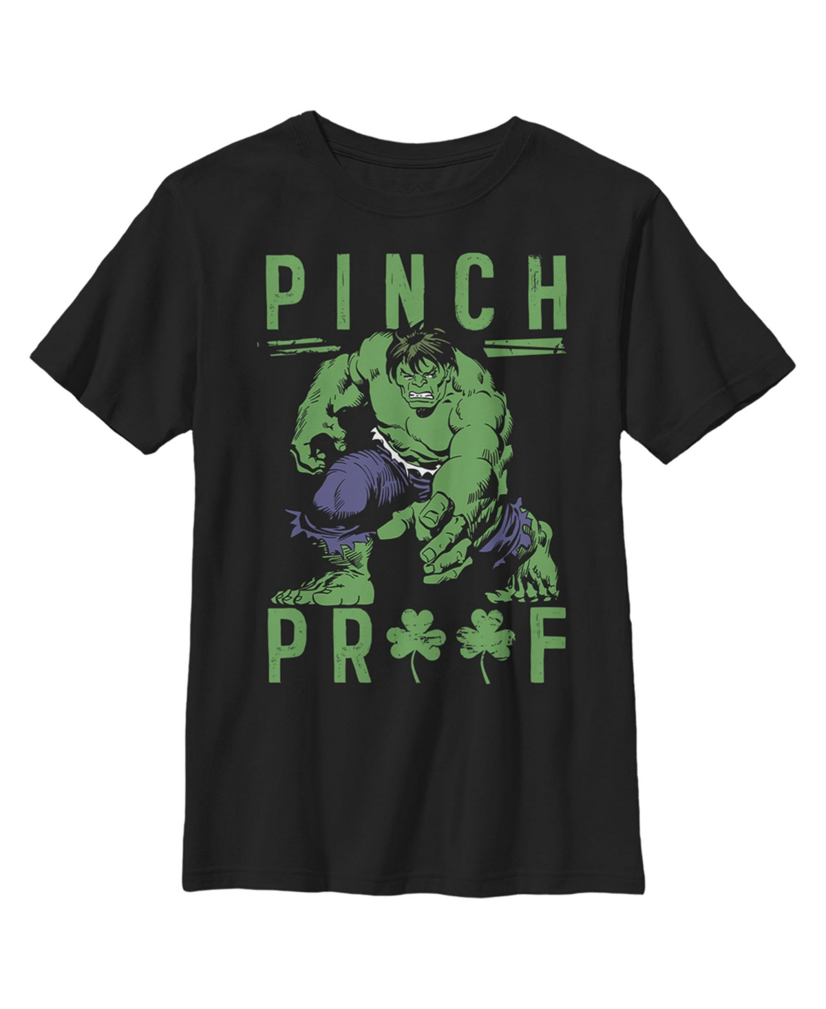 Marvel Boy's  St. Patrick's Day Hulk Pinch Proof Child T-shirt In Black