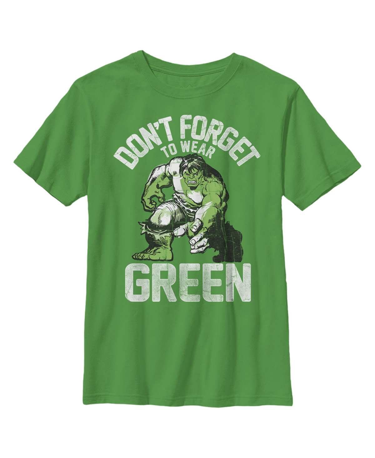 Marvel Boy's  St. Patrick's Day Hulk Don't Forget To Wear Green Child T-shirt In Kelly Green