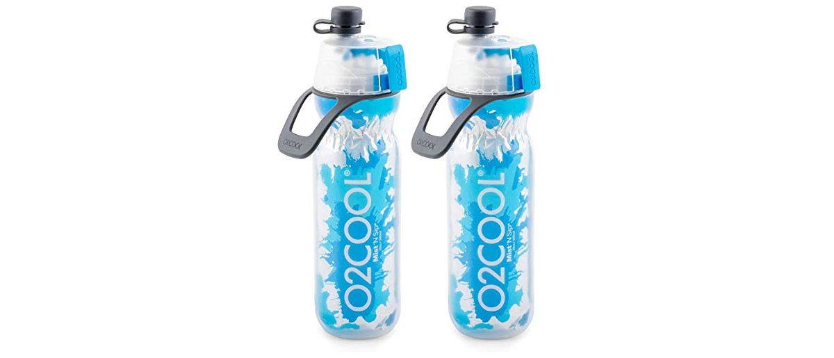 O2cool Mist And Sip Water Bottle For Drinking And Misting, 2 Pack In Splash Blue