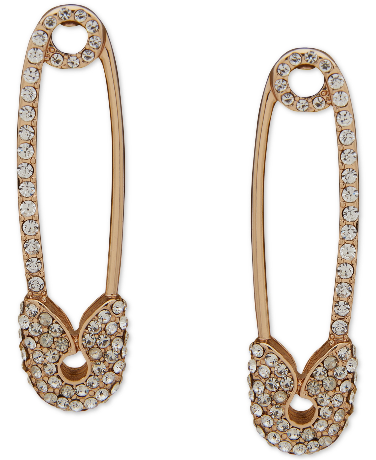 Karl Lagerfeld Gold tone Pave Safety Pin Drop Earrings ModeSens