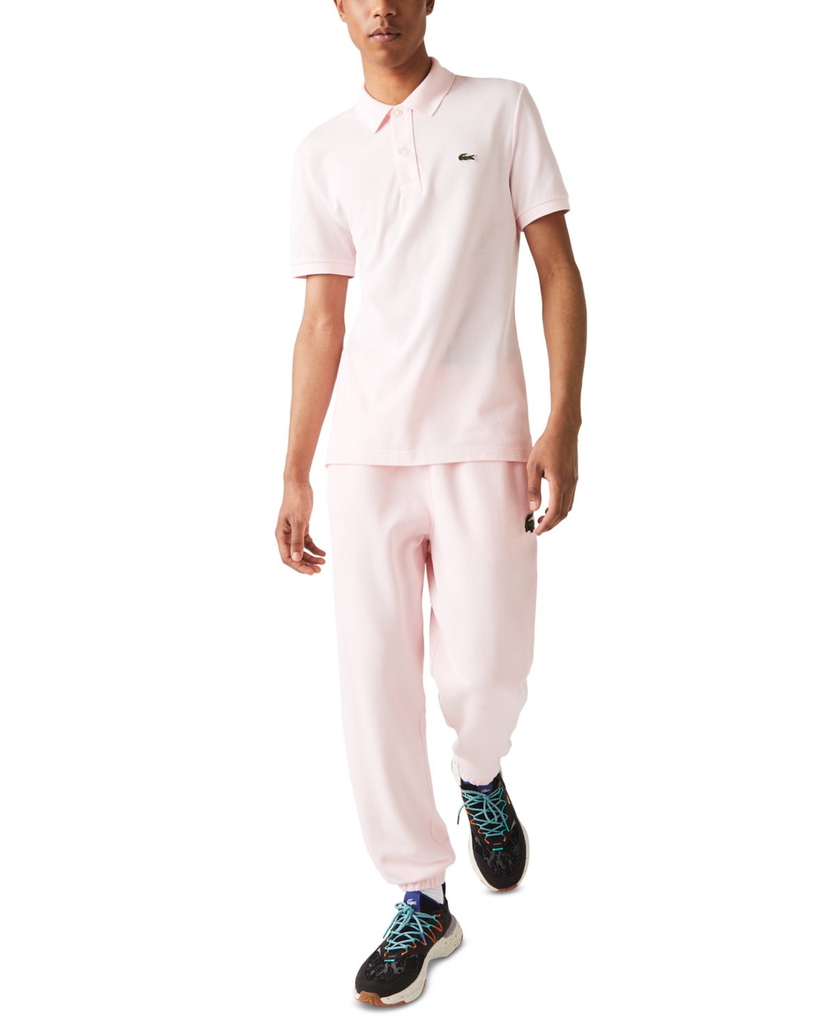 Lacoste Men's  Slim Fit Short Sleeve Ribbed Polo Shirt In Flamingo