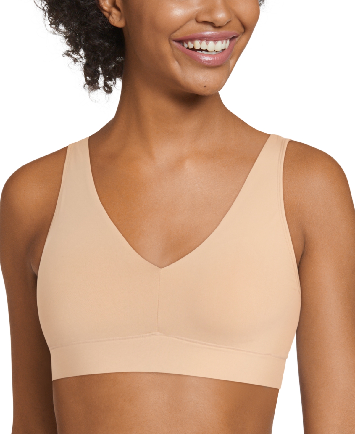 Women's Solid Seam-Free Smooth Light Support Bralette 3044 - White