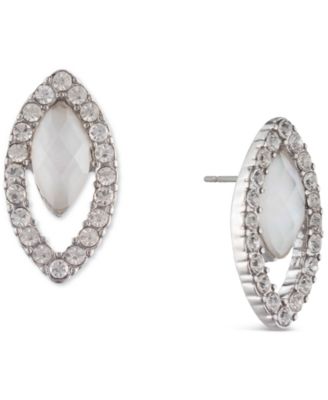 Givenchy - Silver-Tone Pav&eacute; & Mother-of-Pearl Stud Earrings