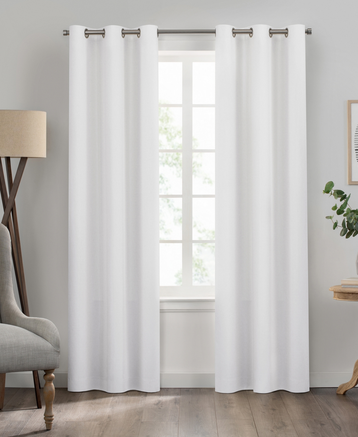 Eclipse Kendall Grommet Solid Textured Thermaback Blackout Curtain Panel, 63" X 42" In White