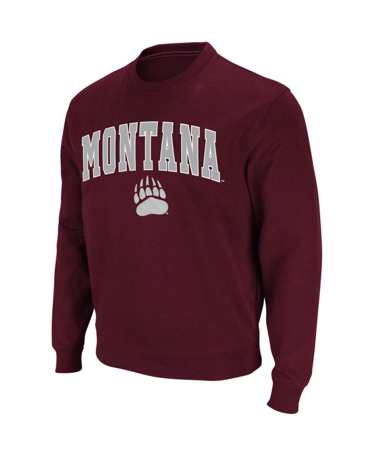 Colosseum Men's Montana Grizzlies Arch And Logo Crew Neck Sweatshirt In Heathered Gray