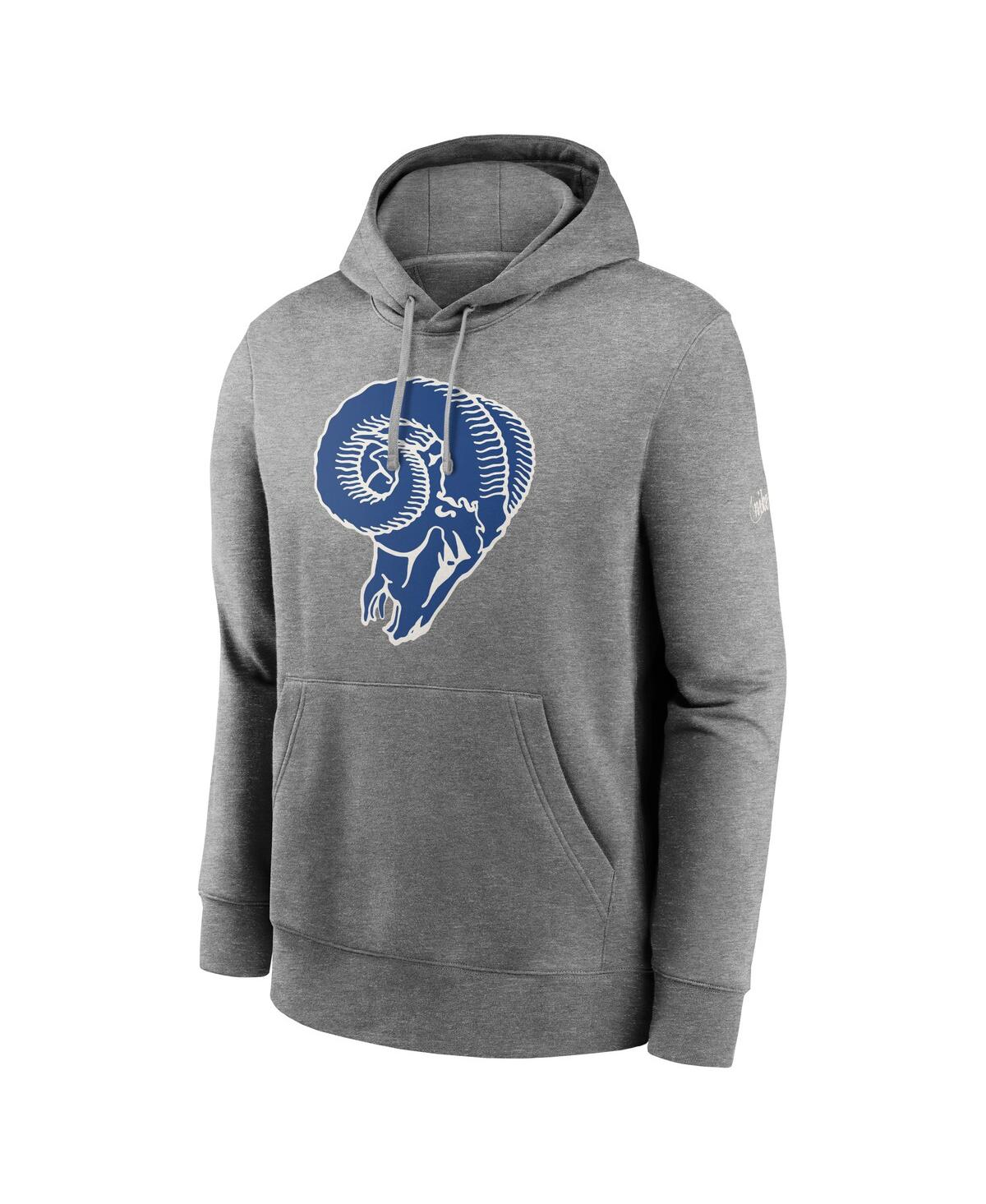 Men's NikeLos Angeles Rams Rewind Club Fleece Pullover Hoodie - Heathered Gray