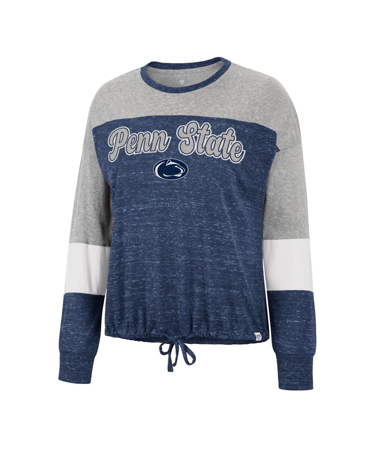 Shop Colosseum Women's  Navy Penn State Nittany Lions Joanna Tie Front Long Sleeve T-shirt
