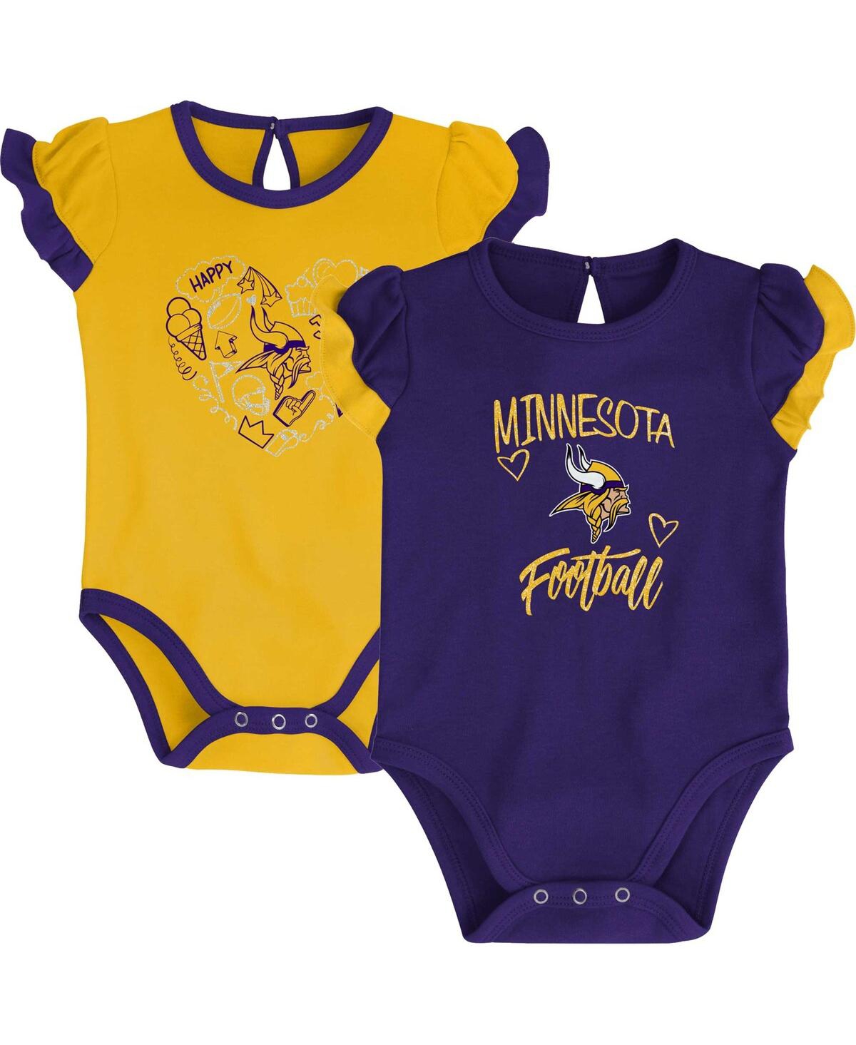 Outerstuff Babies' Newborn And Infant Boys And Girls Purple, Gold Minnesota Vikings Too Much Love Two-piece Bodysuit Se In Purple,gold