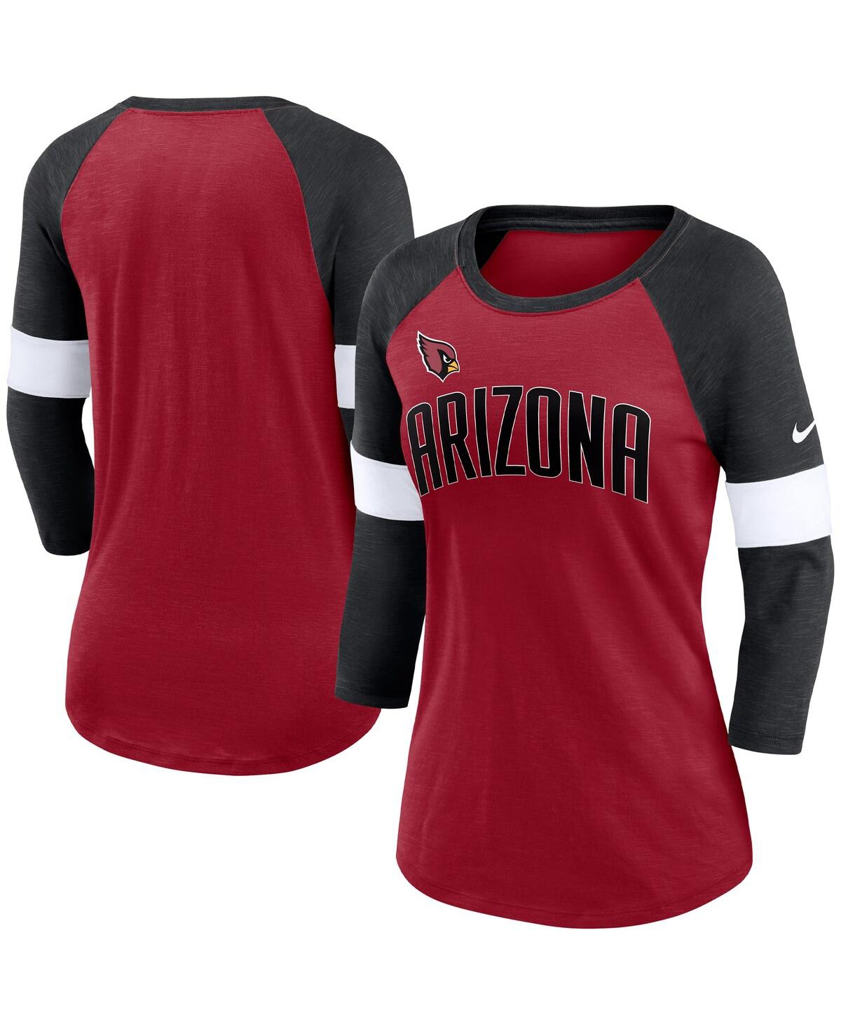 Women's Nike Arizona Cardinals Heather Black Football Pride Raglan 3/4-Sleeve T-shirt - Heather Black