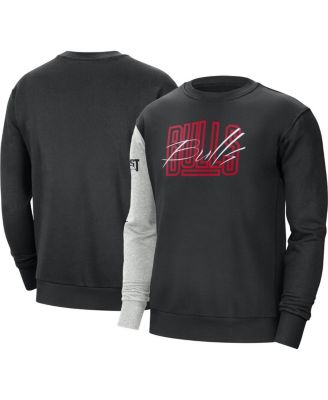 Men's Black and Heather Gray Chicago Bulls Courtside Versus Force and Flight Pullover Sweatshirt