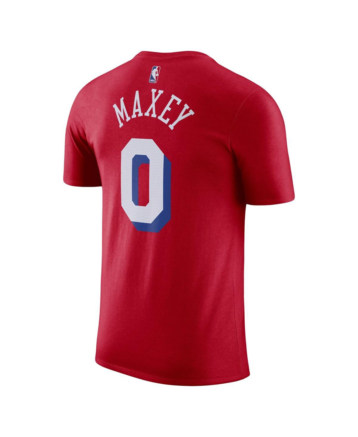 Shop Jordan Men's  Tyrese Maxey Red Philadelphia 76ers 2022/23 Statement Edition Name And Number T-shirt