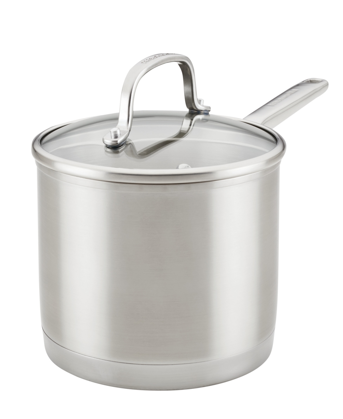 Kitchenaid 3 Ply Base Stainless Steel 3 Quart Saucepan With Lid In Brushed Stainless Steel