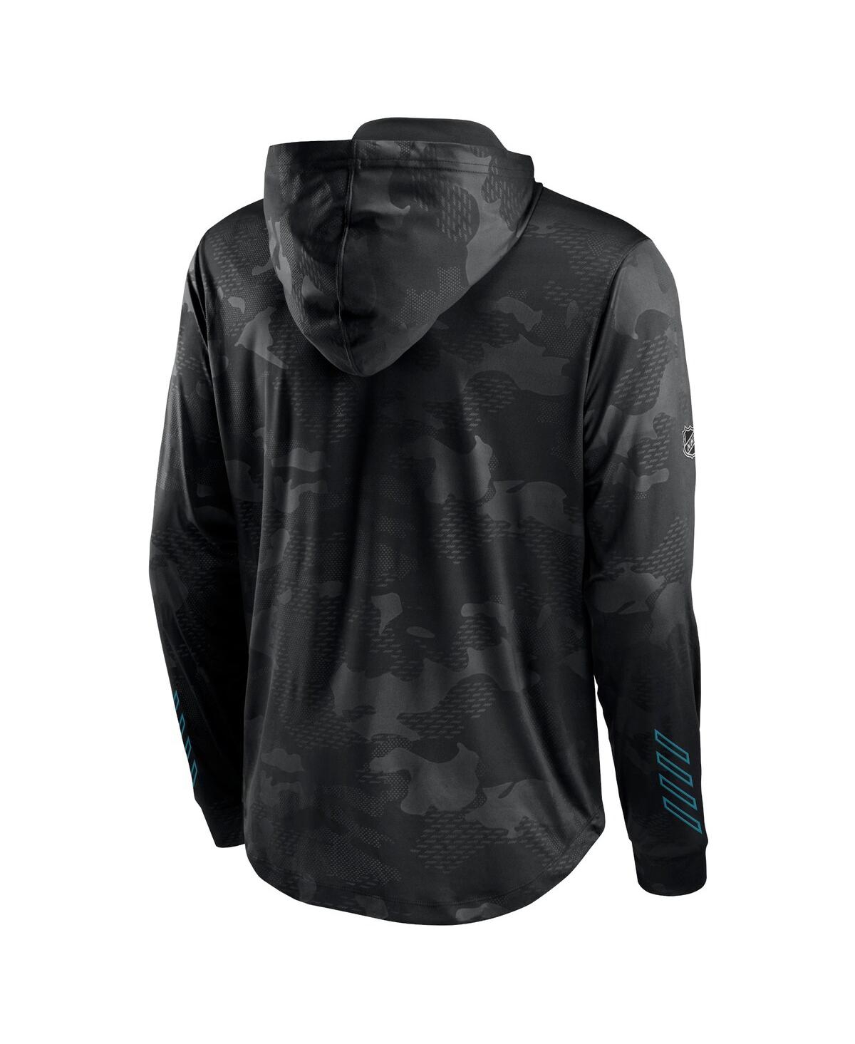 Men's FanaticsSan Jose Sharks Authentic Pro Locker Room Camo Pullover Hoodie - Black
