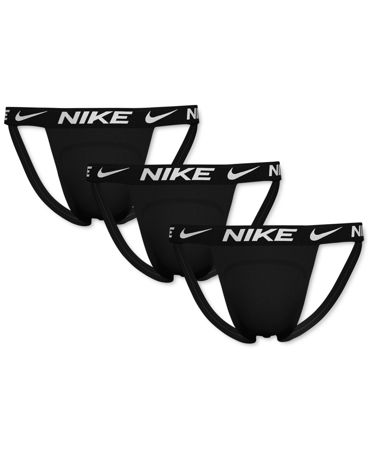 Nike Dri-fit Essential Cotton Stretch 3 Pack Jock Straps In Black