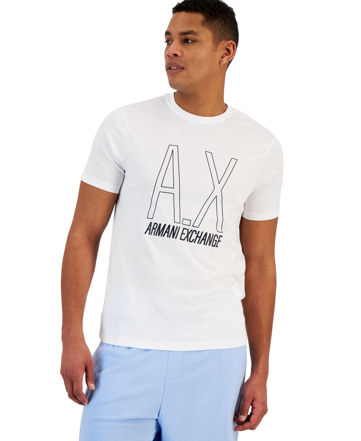 A X Armani Exchange Men's Ax Center Logo T-shirt, Created Exclusively For Macy's In White