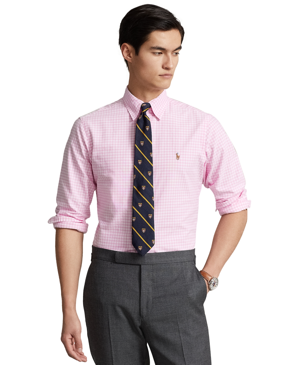 Shop Polo Ralph Lauren Men's Classic-fit Gingham Oxford Shirt In Pink,white