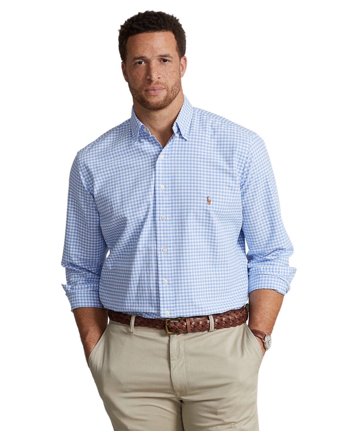 Polo Ralph Lauren Men's Big & Tall Gingham Oxford Shirt -White