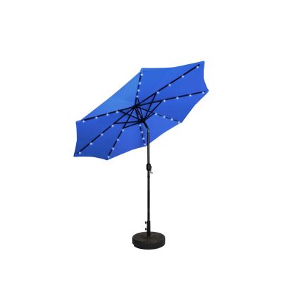 9 ft. Patio Solar Power LED lights Market Umbrella with Bronze Round Base