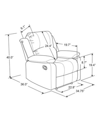 34.75" Steel Dayton Faux Suede Manual Recliner