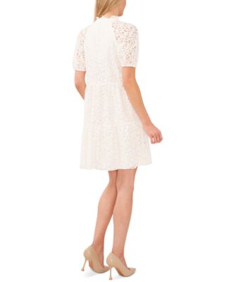 Women's Lace Babydoll Puff Sleeve Tiered Dress