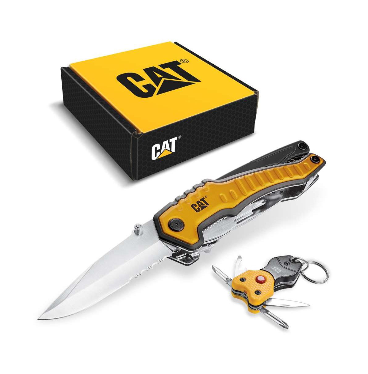 2 Piece Xl Multi-Tool and Multi-Tool Key Chain with Light Gift Box Set - Yellow