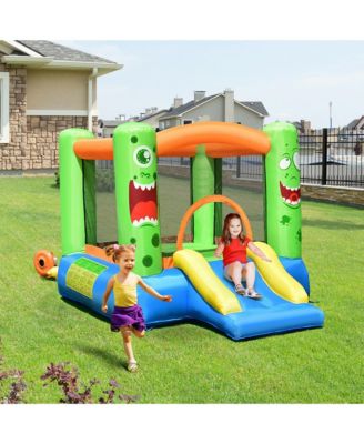 Inflatable Bounce House Jumper Castle Kids Playhouse w/ Basketball Hoop & Slide