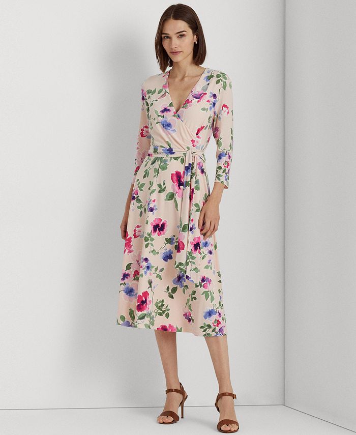 Lauren Ralph Lauren Women's Floral Surplice Jersey Dress - Macy's