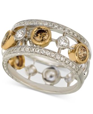 Le Vian - Chocolate Diamond (1-1/20 ct. t.w.) & Vanilla Diamond (3/8 ct. t.w.) Openwork Ring in 18k Two-Tone Gold