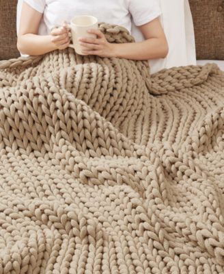Chunky-Knit Handmade Throw, 50" x 60"
