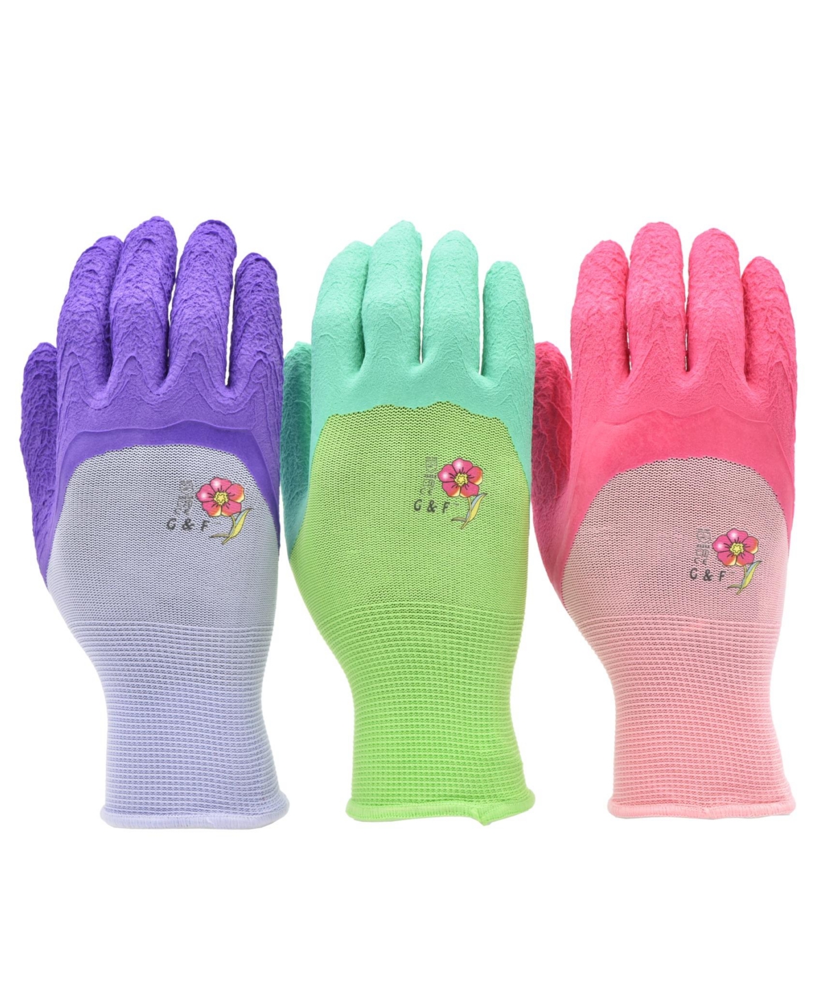 Microfoam Women Garden Gloves, 3 Pairs - Assorted Pre-Packed