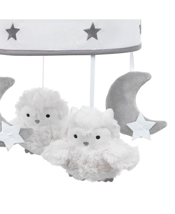 Lambs & Ivy Luna Gray/White Owls and Moons Musical Baby Crib Mobile
