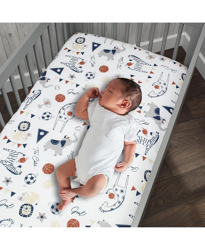 Lambs & Ivy Hall of Fame Animals/Sports 100 Cotton Fitted Baby Crib
