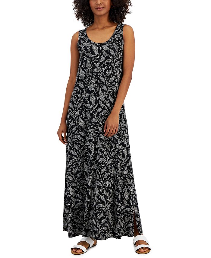 Style & Co Women's Scoop-Neck Printed Knit Maxi Dress, Created for Macy ...