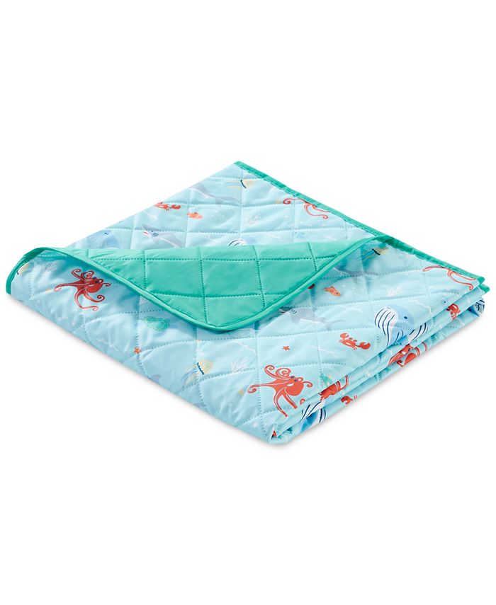 JLA Home Friendly Sea Printed Picnic Blanket & Tote Set, 50" x 60