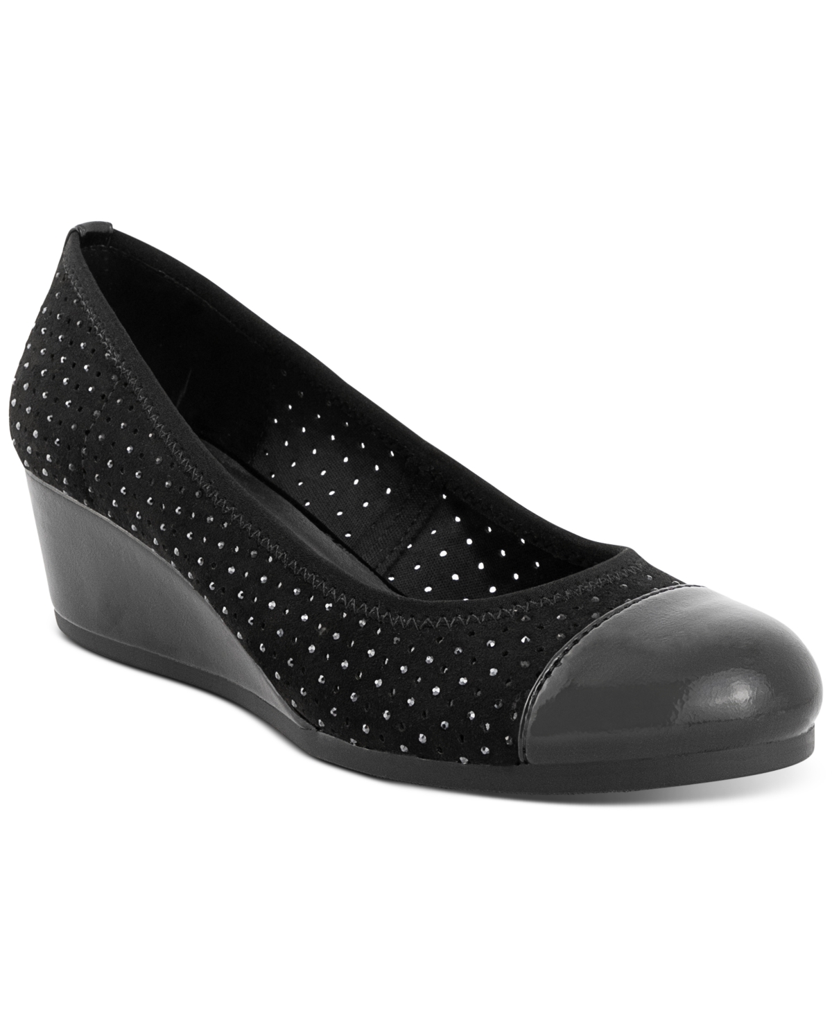Karen Scott Prileee Slip-on Perforated Wedge Pumps, Created For Macy's Women's Shoes In Black