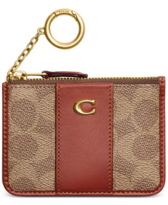 Coach Signature Red Canvas deals Leather Trim Zipper Closure Cosmetic Pouch Wallet