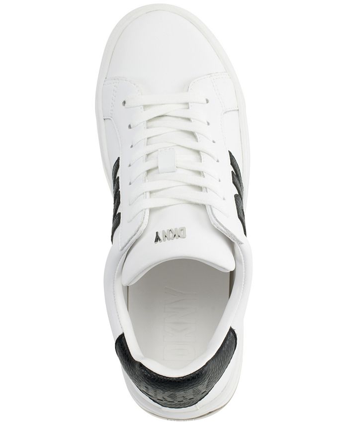 DKNY Womens Abeni Court Lace Up Sneaker, Adult, Bright White/Black, 7 M US