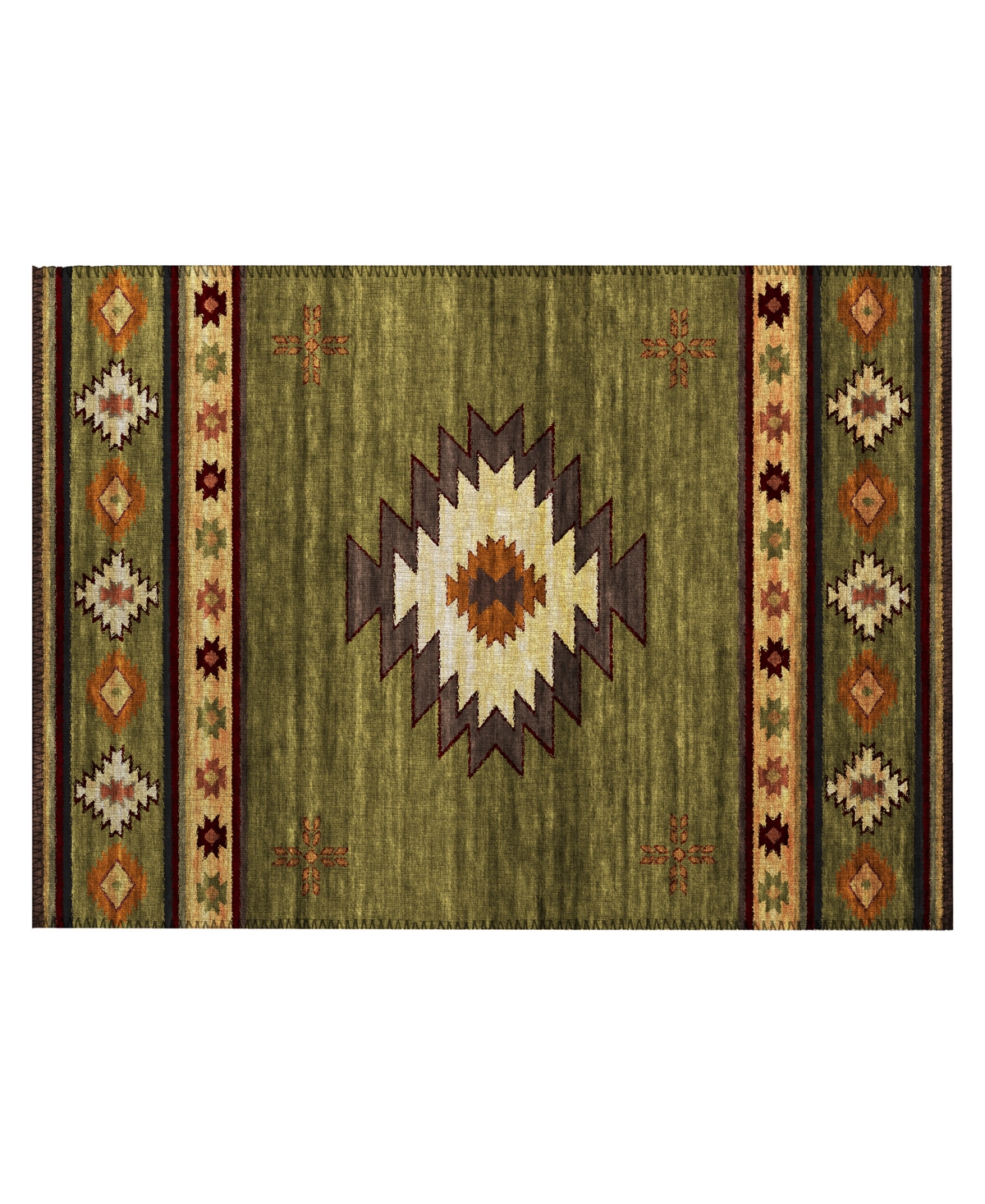 D Style Phoenix Ph4 1'8" X 2'6" Area Rug In Olive