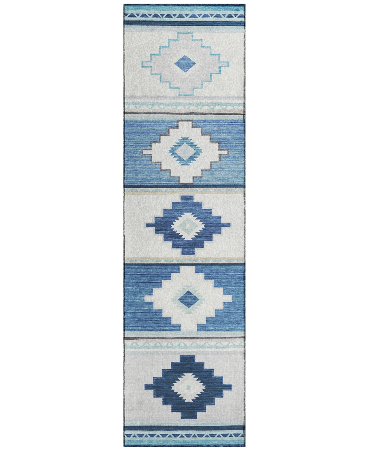 D Style Phoenix Ph1 2'3" X 7'6" Runner Area Rug In Azure