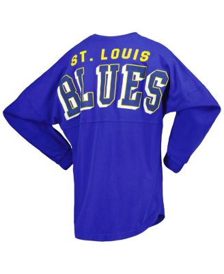 Women's Blue St. Louis Blues Spirit Lace-Up V-Neck Long Sleeve Jersey T-shirt