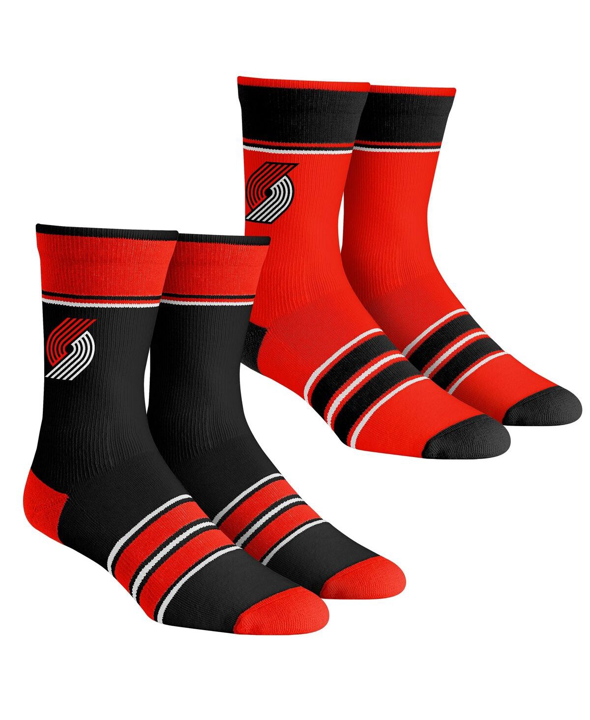 Men's and Women's Rock 'Em Socks Portland Trail Blazers Multi-Stripe 2-Pack Team Crew Sock Set - Multi