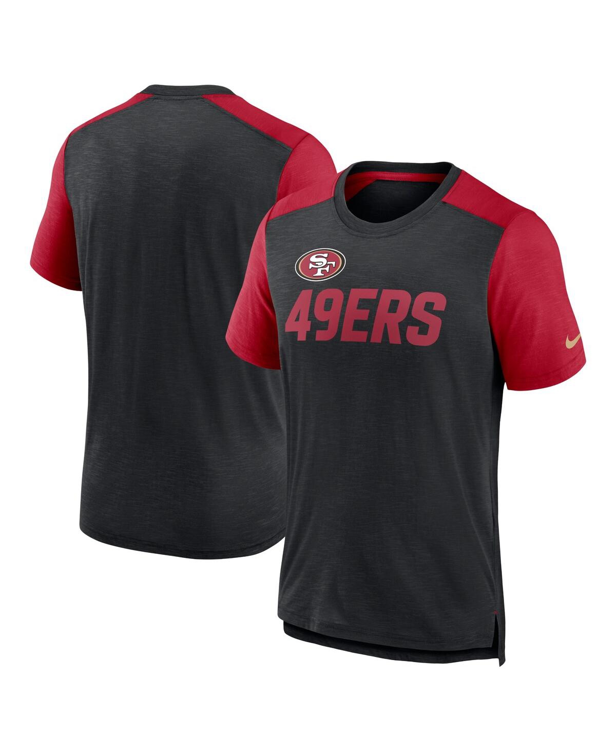 Men's Nike Heathered Scarlet San Francisco 49ers Color Block Team Name T-shirt - Heathered Scarlet