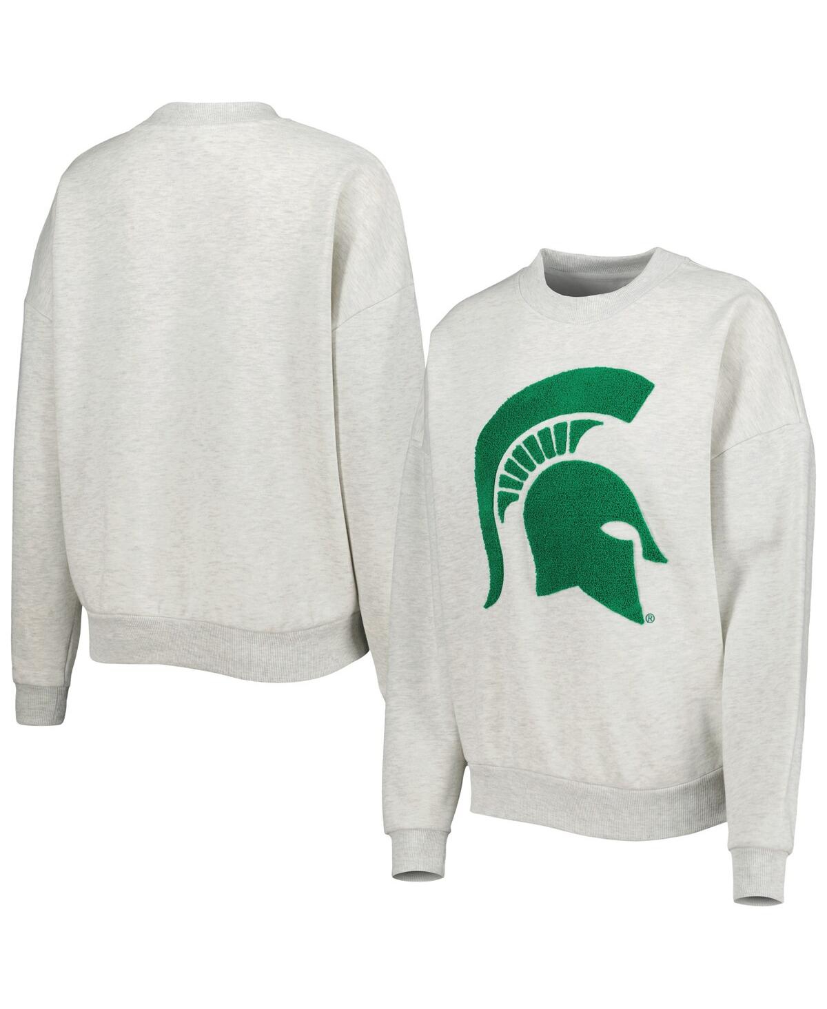 Women's Gameday Couture HeatherMichigan State Spartans Chenille Patch Fleece Sweatshirt - Ash