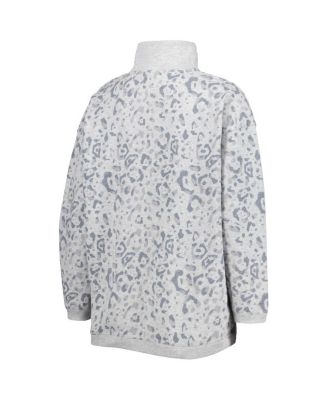 Women's Heather Gray Oklahoma Sooners Leopard Quarter-Zip Sweatshirt