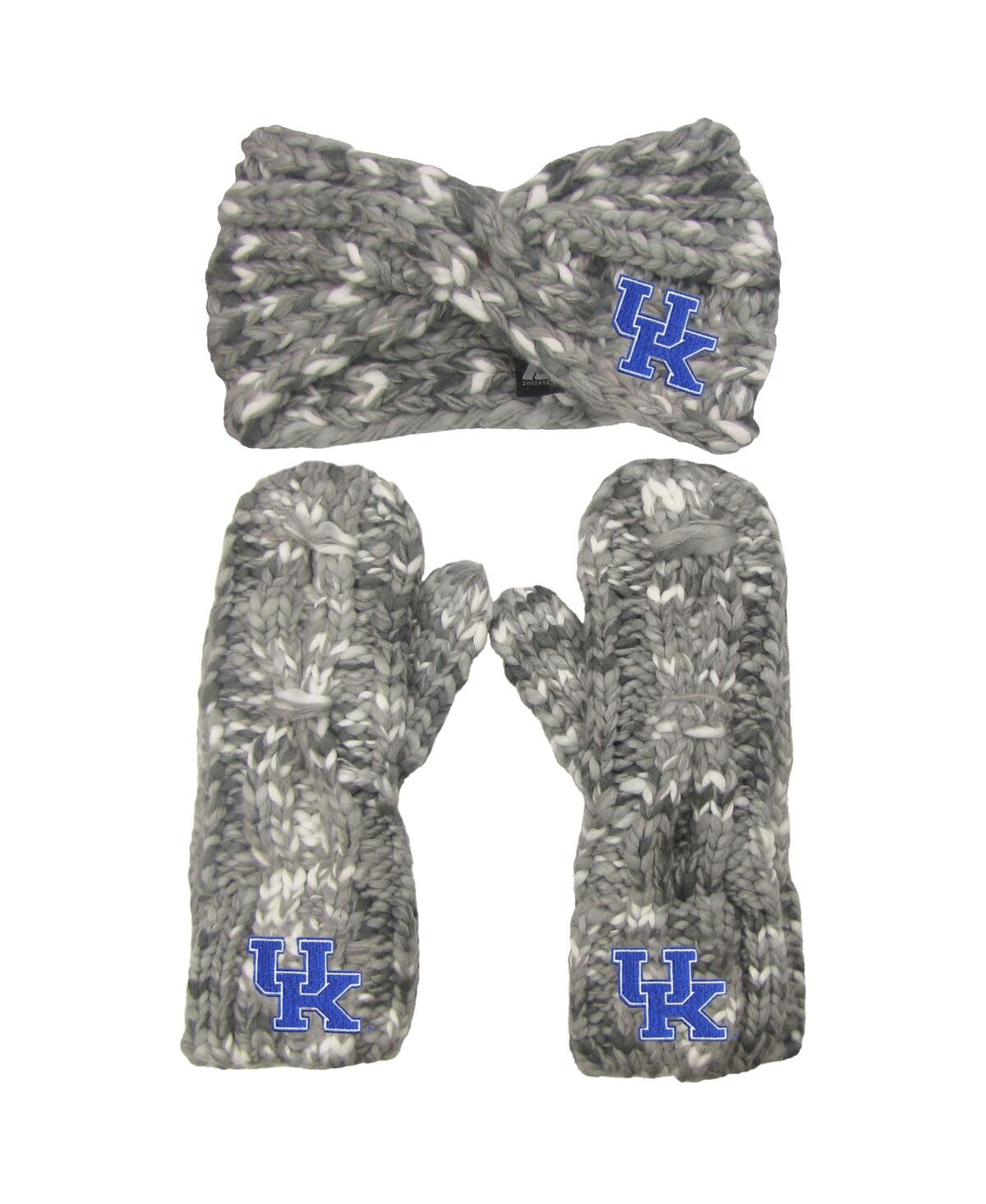 Shop Zoozatz Women's  Kentucky Wildcats Logo Marled Headband And Mitten Set In Gray