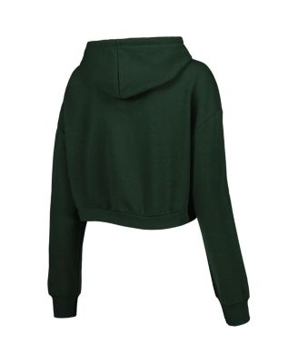 Women's Green Green Bay Packers Cropped Pullover Hoodie