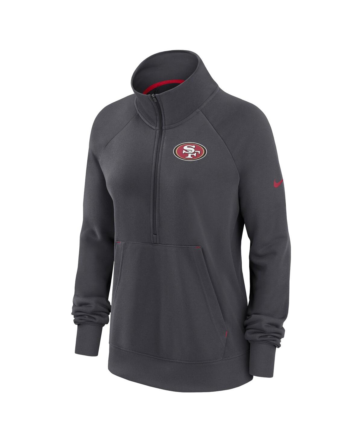 Nike Women's  Charcoal San Francisco 49ers Premium Raglan Performance Half-zip Sweatshirt In Charcoal