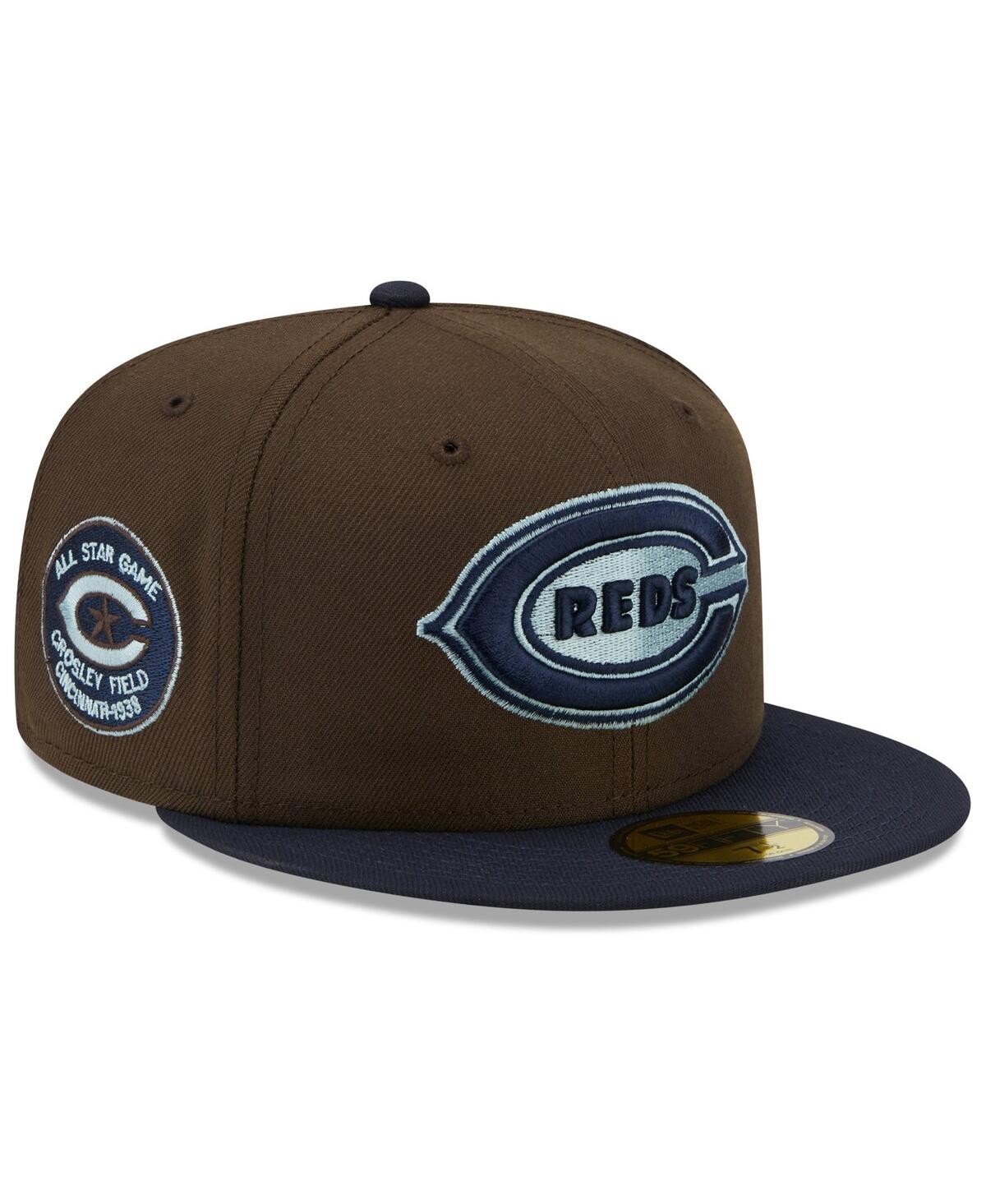 Shop New Era Men's  Brown And Navy Cincinnati Reds 1938 Mlb All-star Game Walnut 9fifty Fitted Hat In Brown,navy